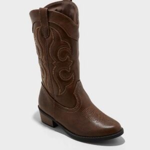 Cat & Jack Brown Western Pull-On Cowboy Boot NWOT
